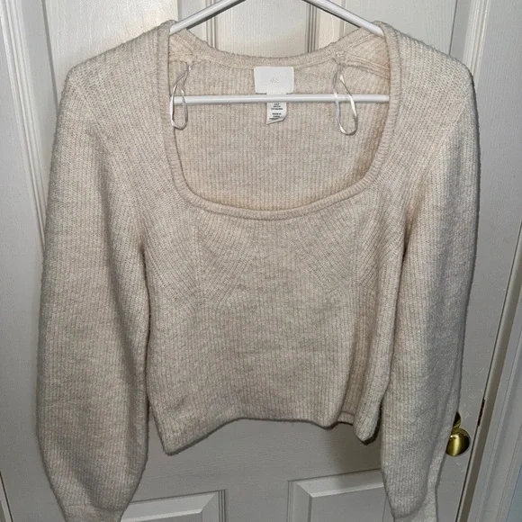 Cream Fine Rib Knit Sweater - Picture 6 of 10